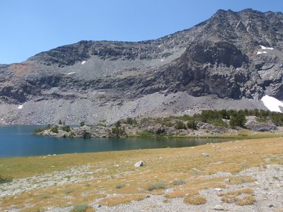 A little spit of land that stuck out into Parker Lake.