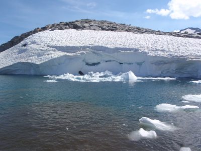 The aftermath:  a whole lot of baby icebergs and water...
