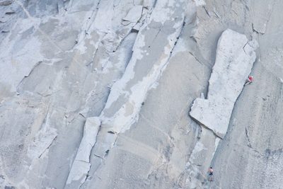 Alex Honnold belays Hans up the intimidating leaning...