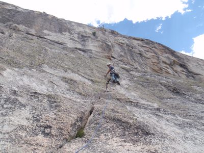 John on lead on pitch 3 of Direct Northwest Face of...