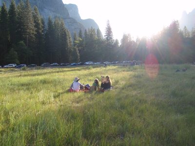 Sun rising in Yosemite Valley.