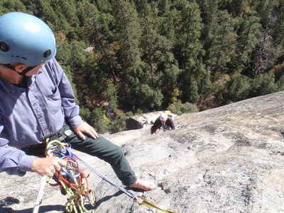 John moving up pitch 3 to the anchor at Marlin's waist.