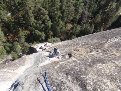 Monica, getting near the top of pitch 3.