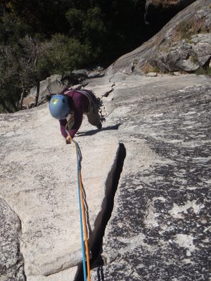 Jamming up the final headwall.