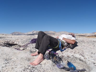 Jay, taking a rest on top. Mt. Conness visible next to...