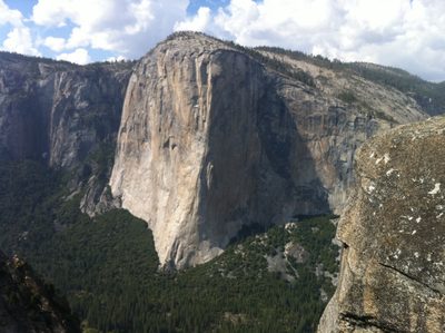 View from the top of Lower Cathedral Spire: El Capitan. 