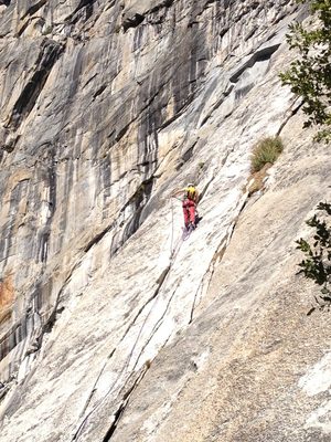 John, baking in the sun at the top of pitch 3 of Super...