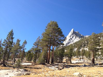 Going to church at Cathedral Peak on Sunday morning.