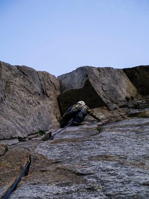 John climbing up pitch 3 through a beautiful section of...