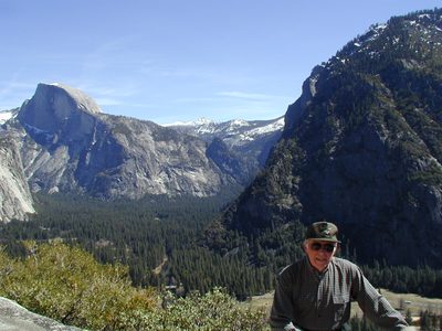 Dad and Half Dome.  On the Yosemite Falls trail.