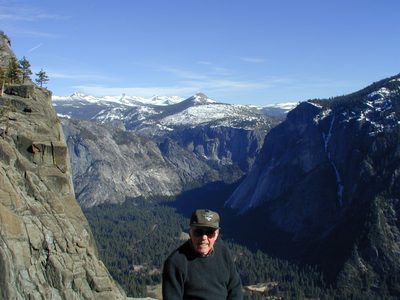 Dad nearing the top of Yosemite Falls.
