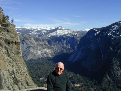 Dad nearing the top of Yosemite Falls.