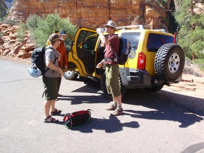 Andy drinks up before heading into Keyhole Canyon in...