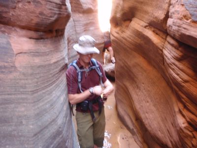 Andy in Keyhole Canyon.  Mike's feet in the background.