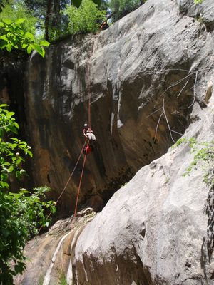 Andy, rappelling into Kolob Canyon.