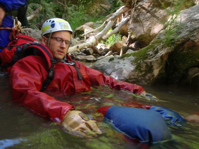 Andy breaths a sigh of refreshment from the heat at the...