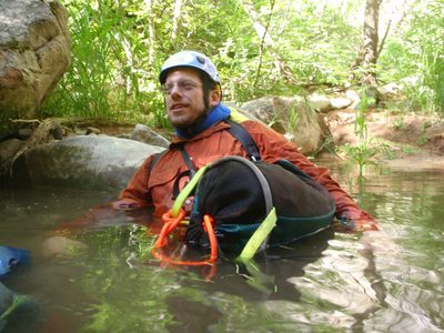Joel takes a rest in the water as well.