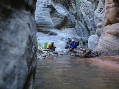 Joel, Mike and Andy stop for a snack at a confluence of...