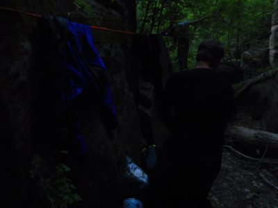 Using one of our ropes to make a clothesline.  At this...