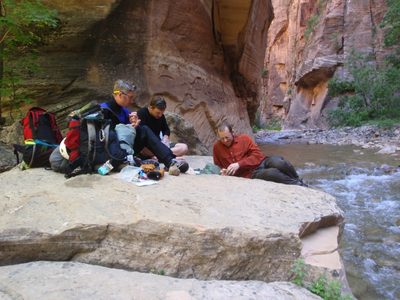 Finally at the confluence of the Kolob and the Virgin,...