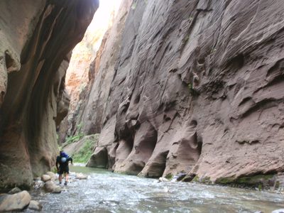 Mike, trudging through some narrows.