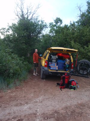 Joel packs up his truck.