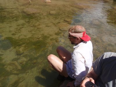John prepares to go for a dip in the colorado.