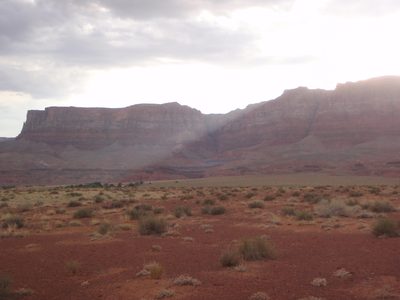 A God beam comes down over the vermilion cliffs.  And...