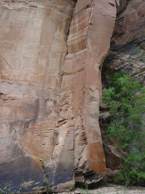 Here is a climbing route (up the corner) with a few...