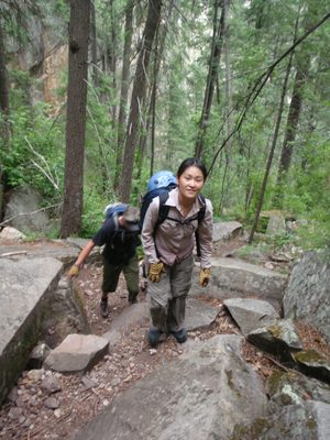 Monica, on the uphill slog from the valley.  It was a...