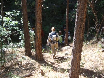 Meredith hikes down into the Sundance Canyon drainage:...