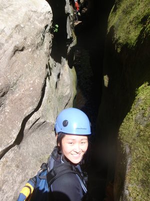 Monica, getting ready for a swim at the bottom of the...