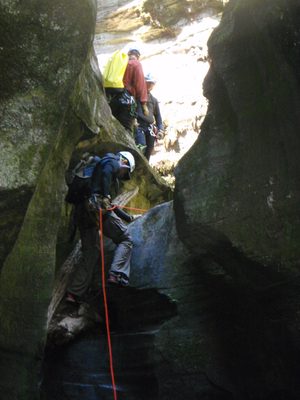 Andy, starting the second rappel.
