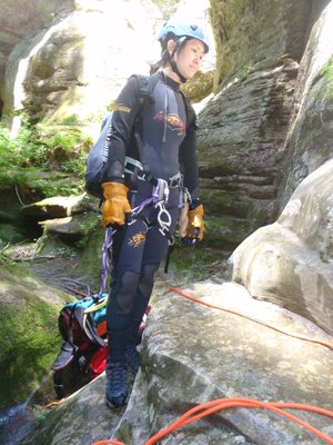 Monica, waiting for the second to last rappel.  We were...