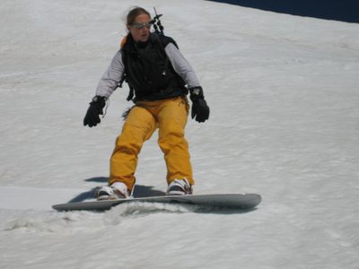 Finishing the run.  Again, check the snow.