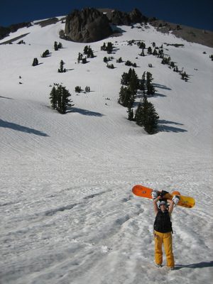 The girl. The mountain. The board. Etc.