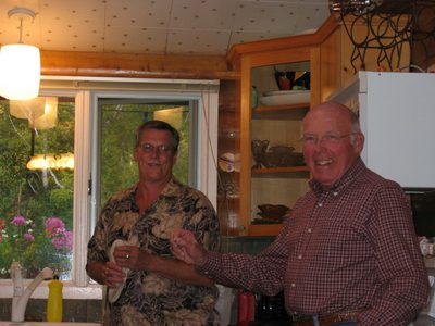 Wayne Deines, our host, and Peter yukking it up.