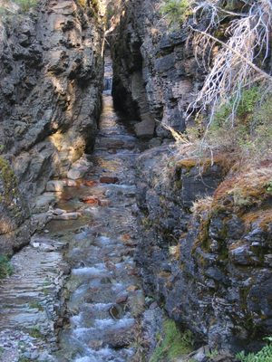 Take a close look ... a very narrow canyon with a creek...