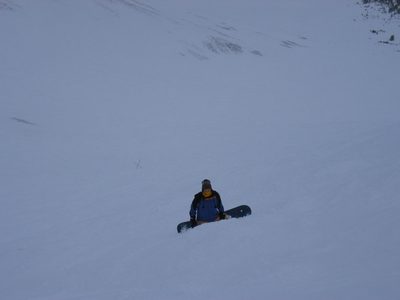 Catherine near the bottom of the double black diamond...