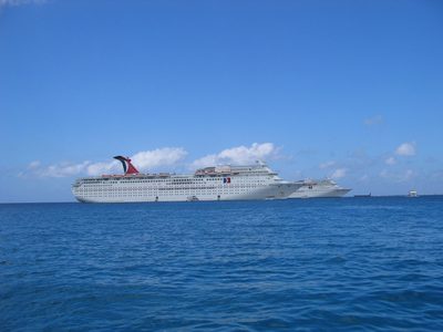 Ships at anchor in Grand Cayman