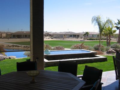and the gurgly fountain just off the outdoor living room...
