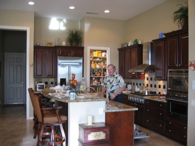 Bruce in the great kitchen, getting b'fast ready