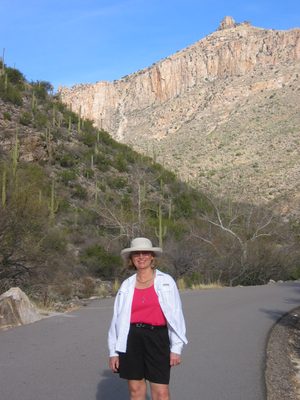 Donna on the Tram ride up Sabino Canyon