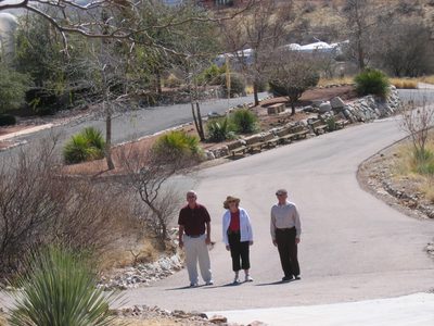 The intrepid explorers walking back up the hill