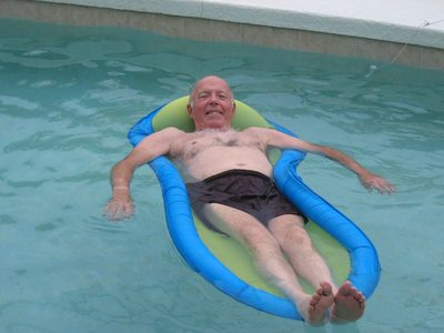 Peter having usurped Brian's favorite spot in the pool