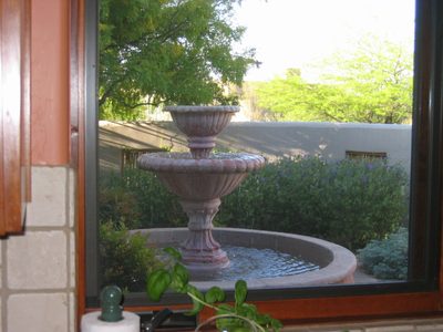 Courtyard as viewed from window over kitchen sink. ...