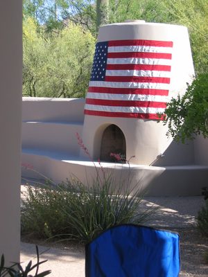 Scenic shot of Fireplace and Flag