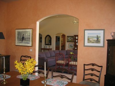 From the dining room through to the SW corner of living...