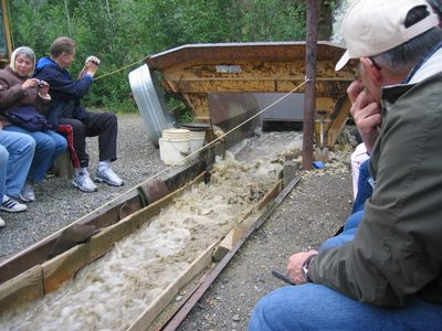 Watching the stuff come down the sluice.
