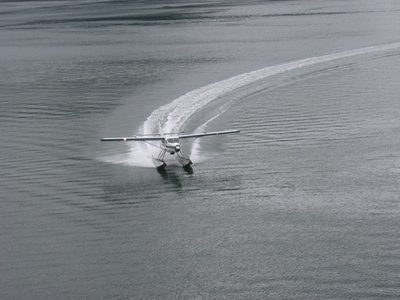 From verandah in the Juneau harbor ... watching a plane land